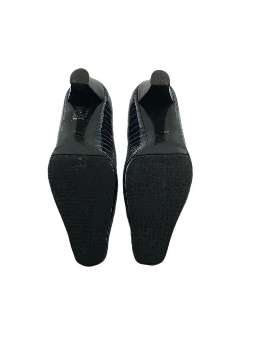 Boucherel Womens Black Croc-Embossed Leather Heels Size 38